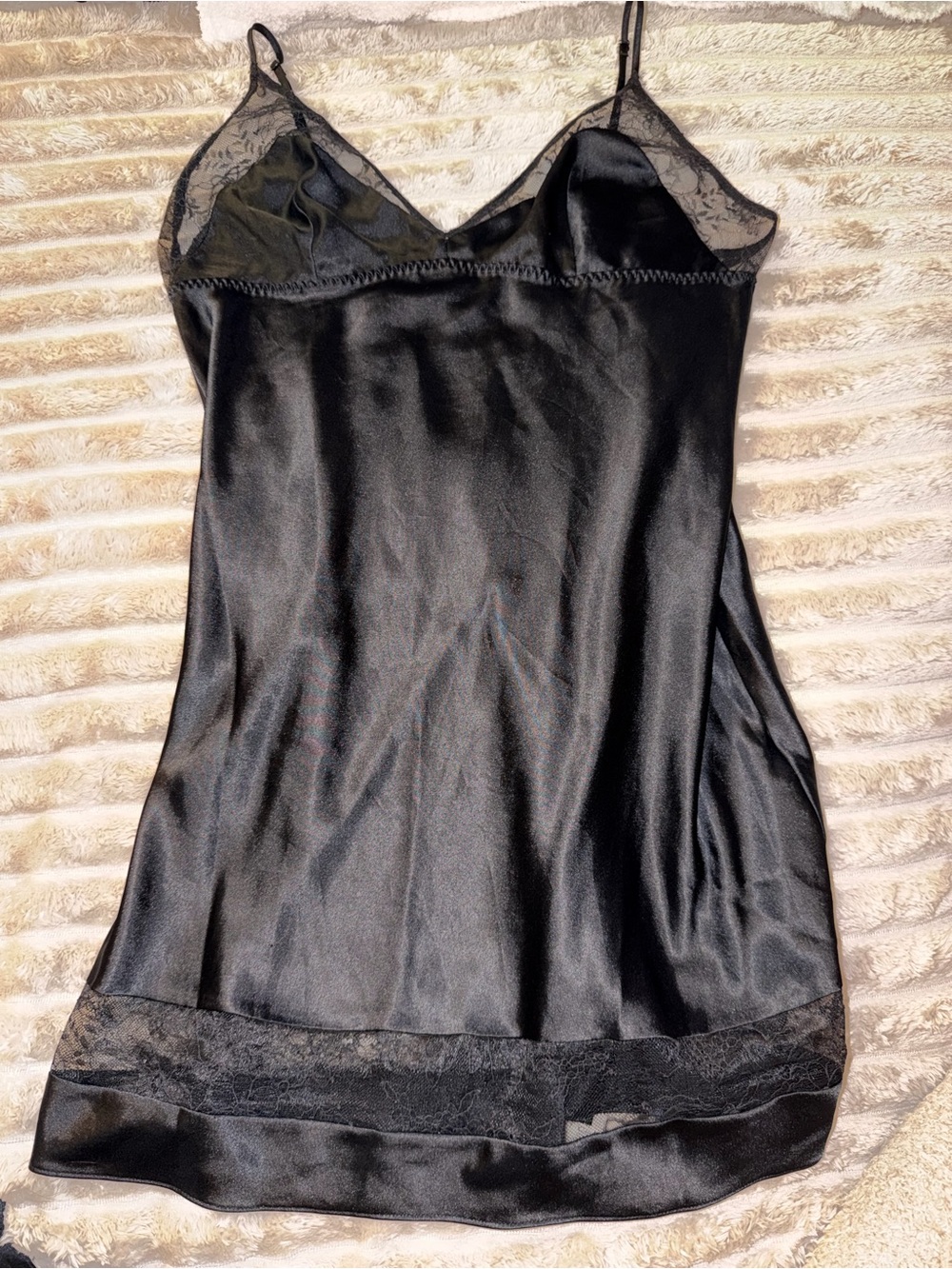 Black Satin Lace Slip Dress Victoria’s Secret size Large